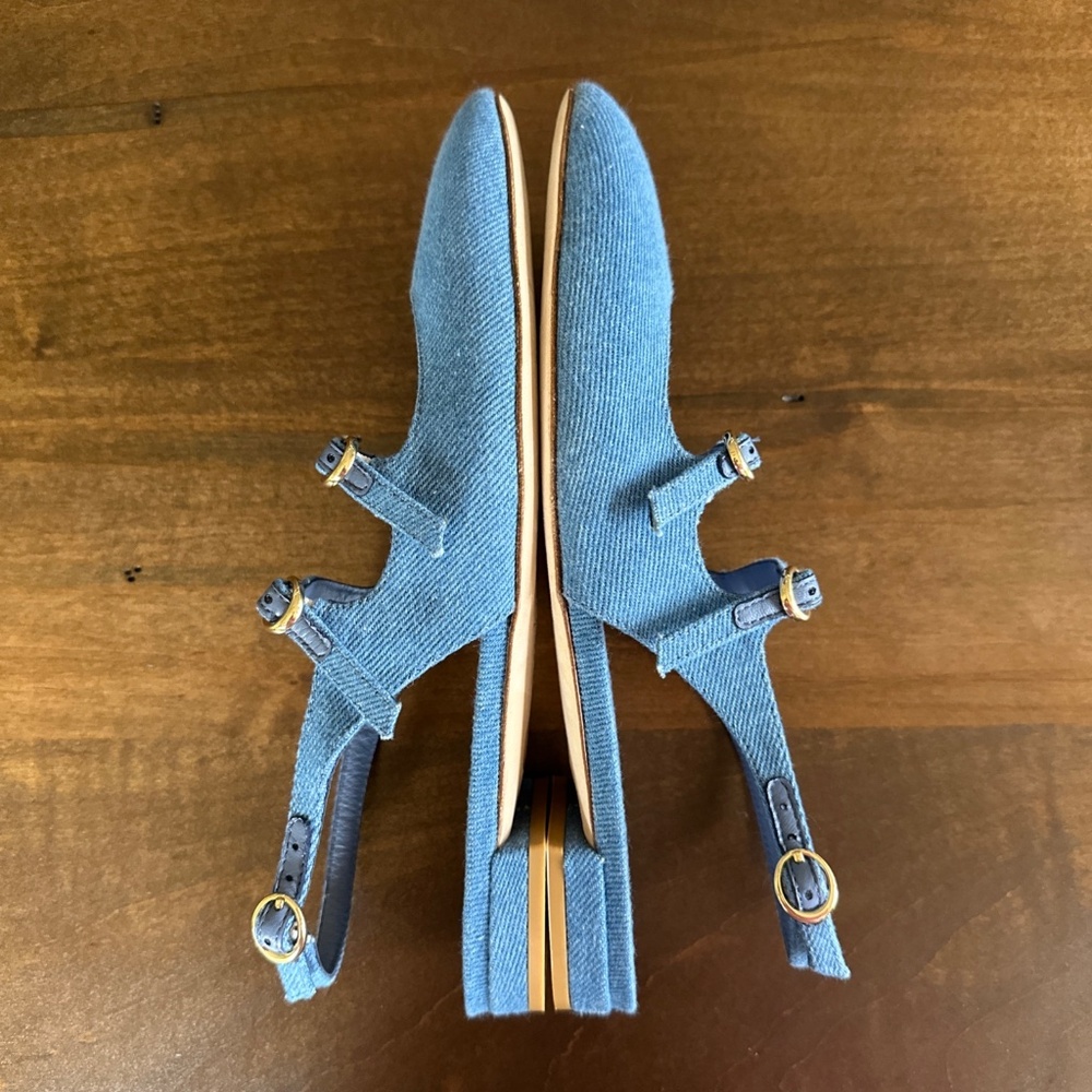 Stuart Weitzman Benni Denim Mary Jane Slingback Ballet Flats Women's Size 7 NEW - Picture 5 of 7